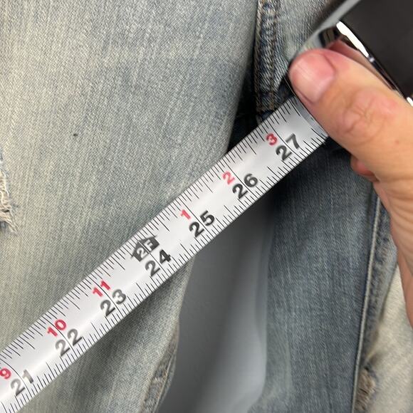 Express Bell crop high rise distressed raw hem hanker crop jeans size 8 - Picture 7 of 12